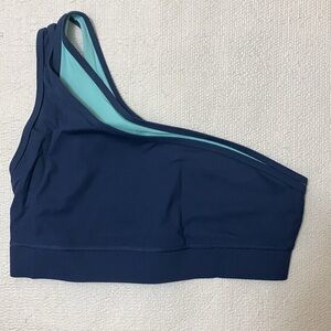 FourLaps Solo Sports Bra Womens Medium Midnight/Aqua Compression Wicking $64 NEW
